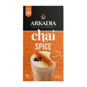 Arkadia Chai 20 Pack Sachet Box Straight chai spice front GS1