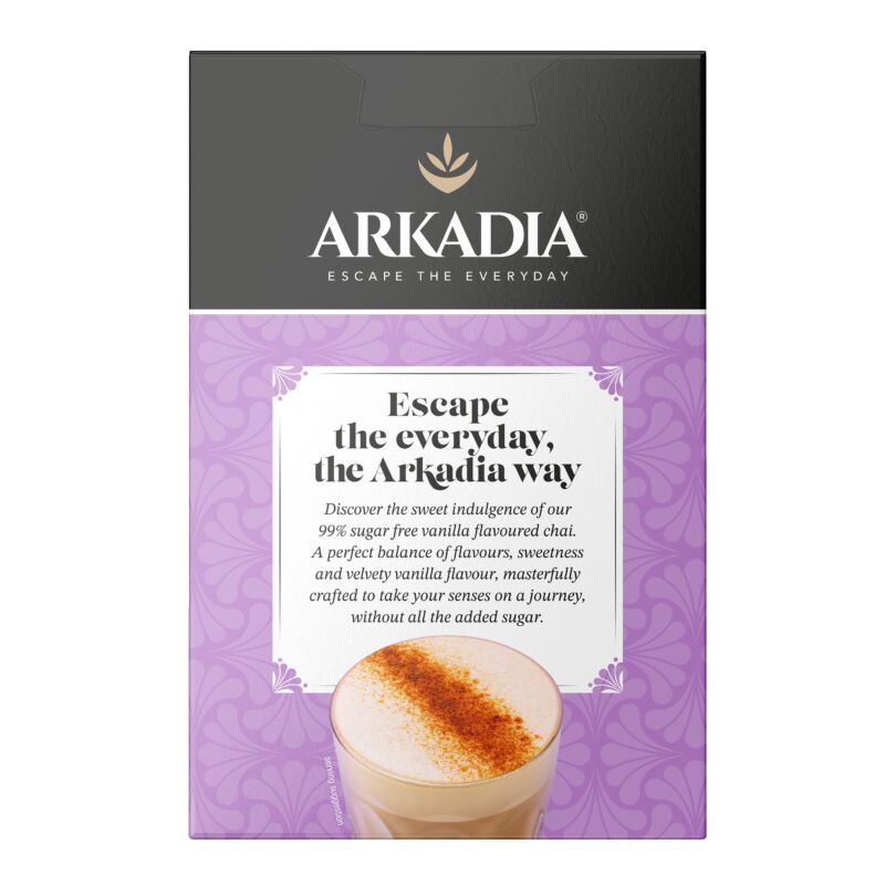 Arkadia Sachets 8pck straight sugar free vanilla back GS1