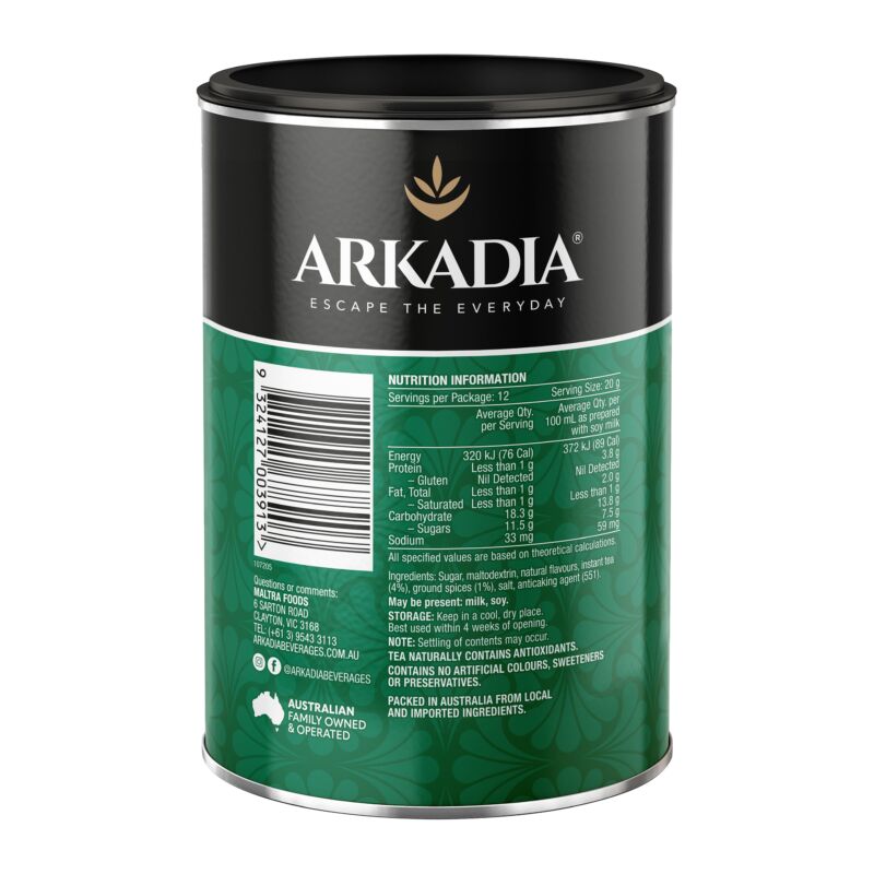 Arkadia Chai Plant Based 240g SIDE2 GS1