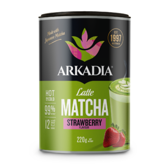 Arkadia Canister front view Matcha Latte strawberry