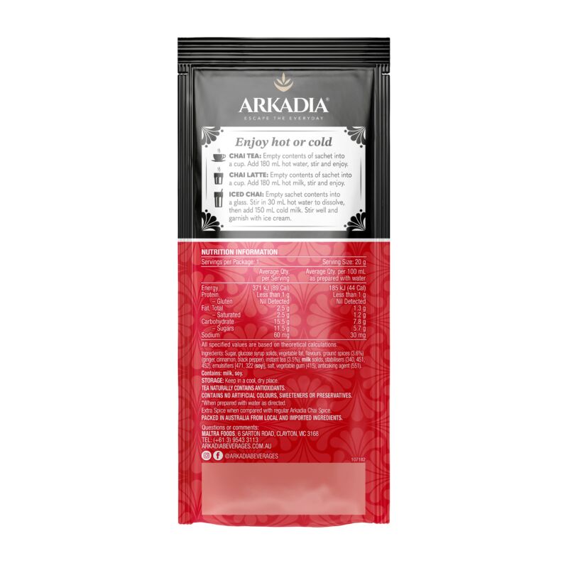 Arkadia 20g Sachet Extra Spice BACK GS1