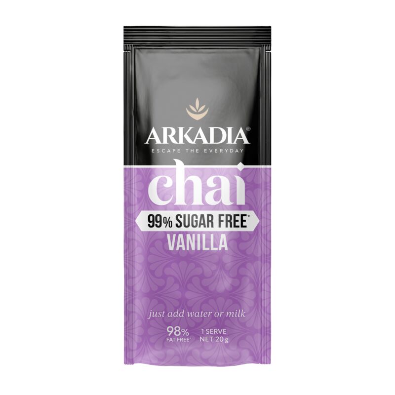 Arkadia 20g Sachet Sugar Free Vanilla FRONT GS1