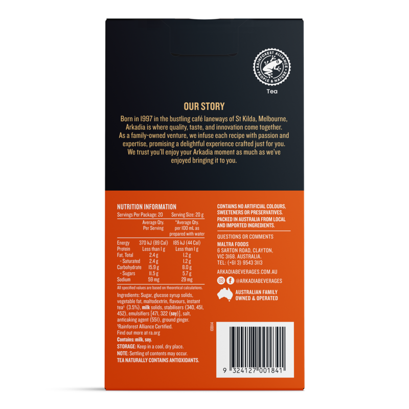 Arkadia Chai 20 Pack Sachet Box Straight back