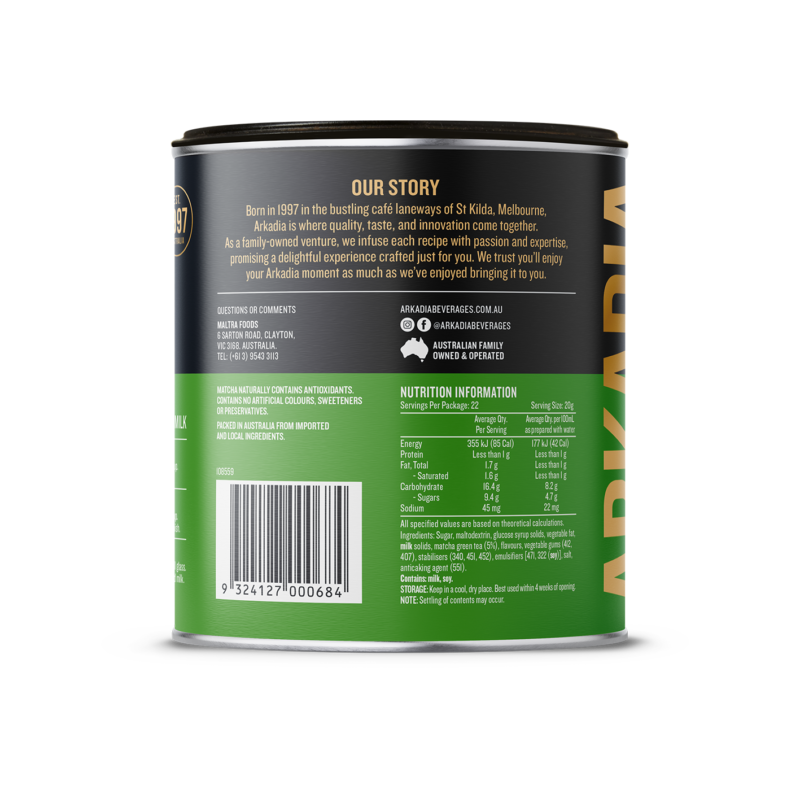 Arkadia Tin 440g original matcha back