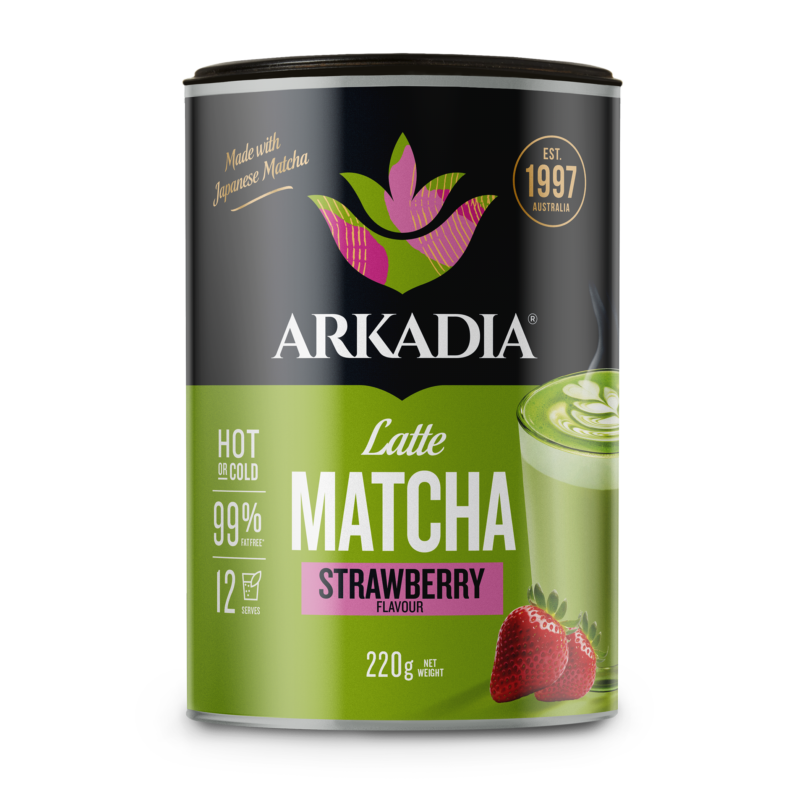 Arkadia Canister front view Matcha Latte strawberry
