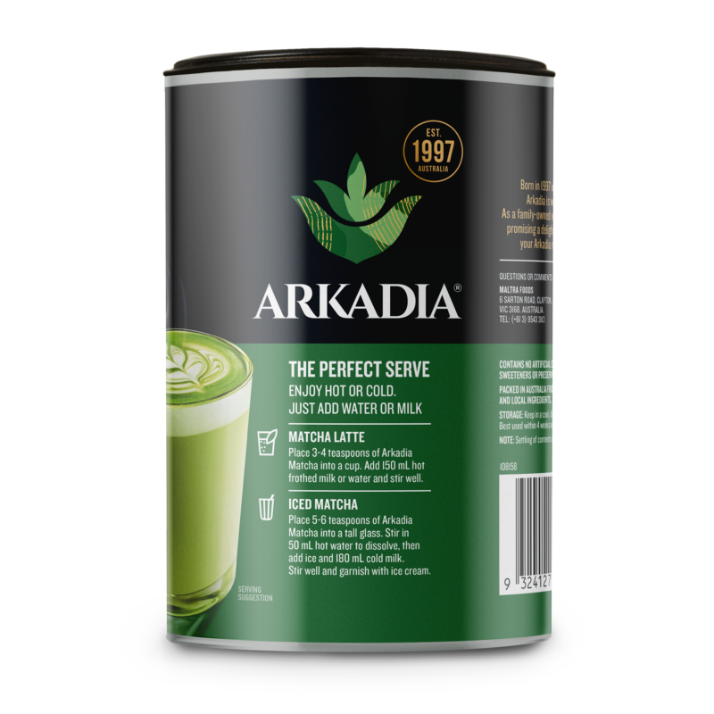 Arkadia Canister side Matcha Latte original