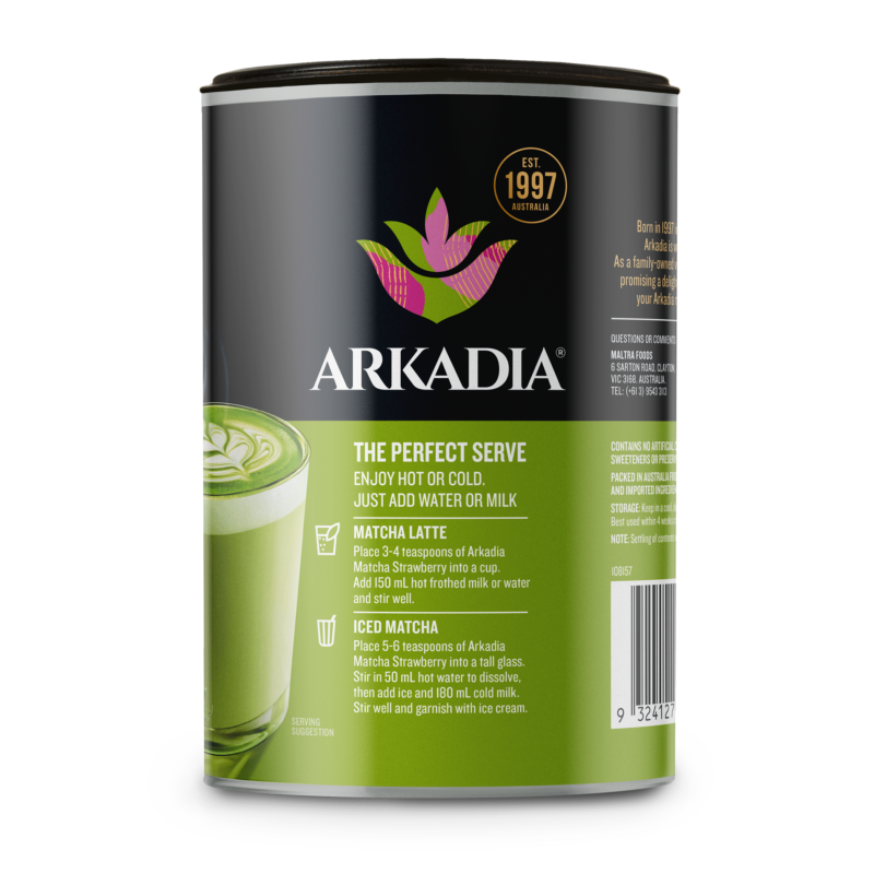 Arkadia Canister side Matcha Latte strawberry