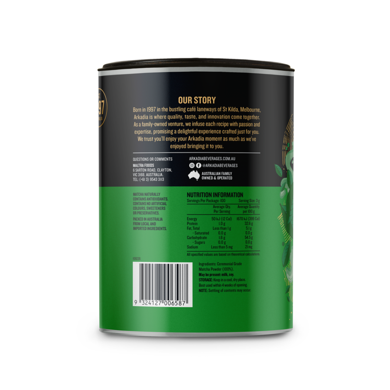 Arkadia Matcha 300g Ceremonial Grade Pure NIP