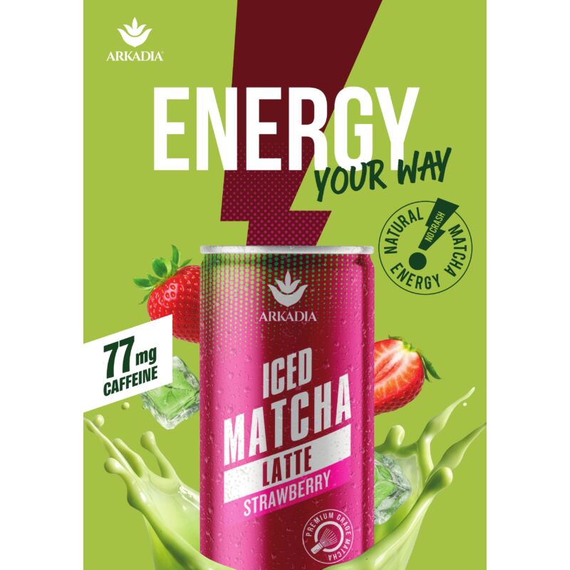 Arkadia Matcha Latte A4 Flyer Strawberry Front